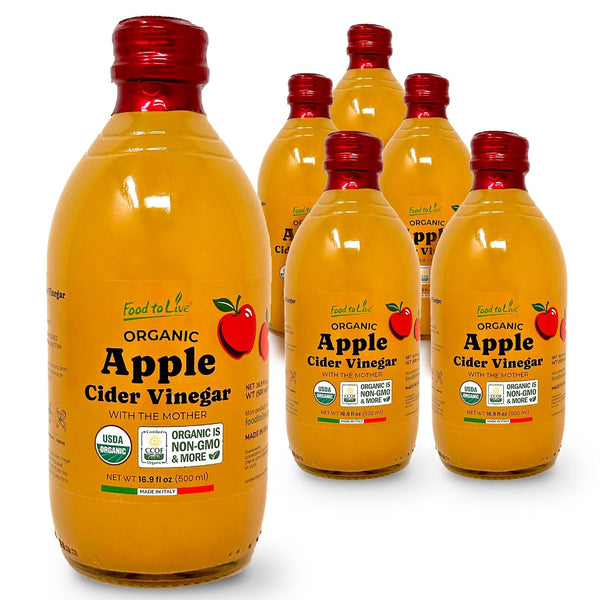 Food To Live Organic Apple Cider Vinegar, 500 ml Raw Italian Natural