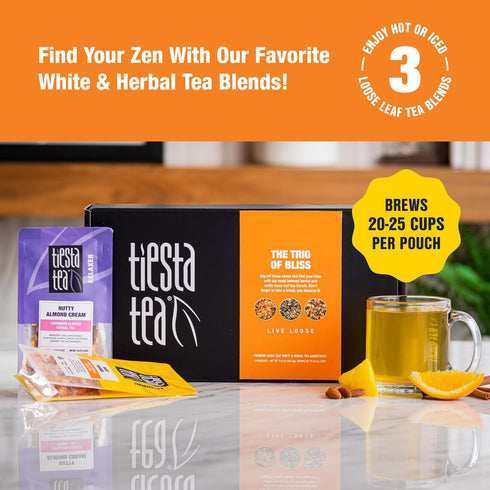 Tiesta Tea Herbal Tea Gift Box - Loose Leaf Medium to Non-Caffeinated Variety Pack, 3 Pouches