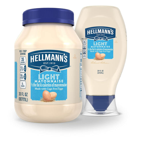 HELLMANN'S 100% 30 oz Light Mayonnaise For A Creamy Condiment for Sandwiches and Simple Meals Light Mayo Made