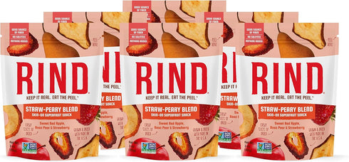 RIND Snacks Straw-Peary Blend Sun-Dried Skin-On Non-GMO Superfruit Snack, 3oz Bag, Pack