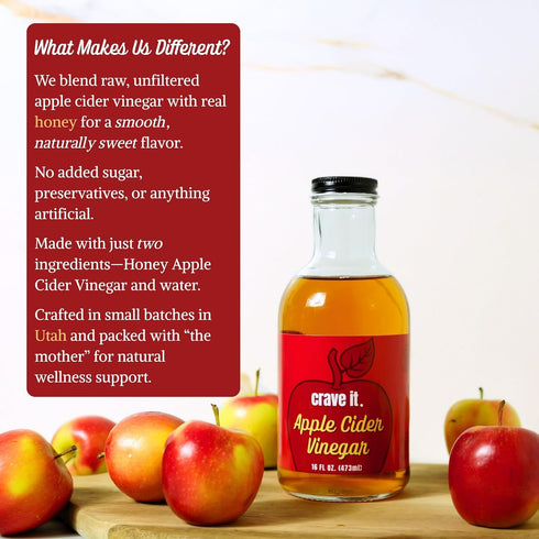 16oz 2pk Crave It. Apple Cider Vinegar with Mother - Gut Health & Digestion - Made with Utah Honey