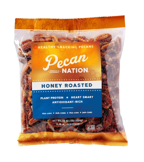 Pecan Nation Honey Roasted Georgia Pecans, 16 oz., Natural, No Preservatives, Anti-oxidant