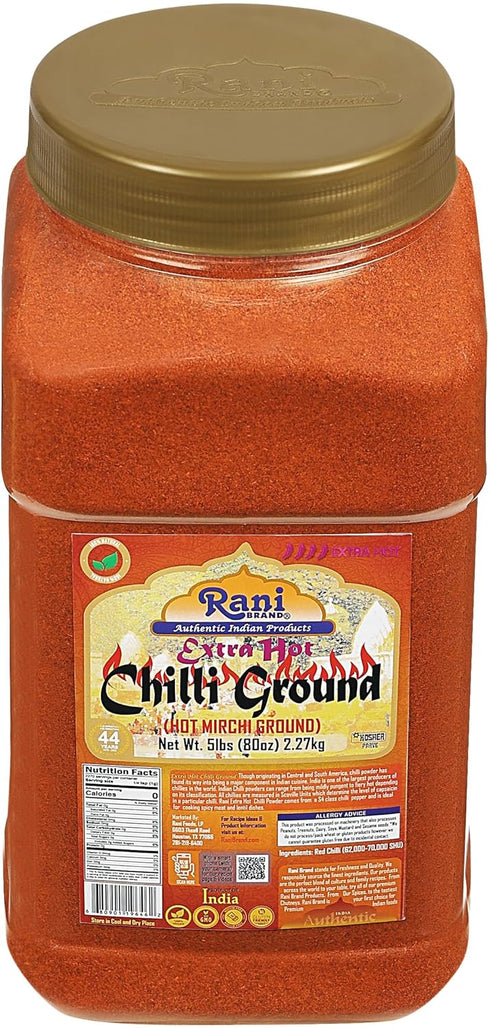 80oz (5lbs) 2.27kg Rani Extra Hot Chilli Powder Indian Spice Bulk PET Jar ~ All Natural | No Color added | Gluten
