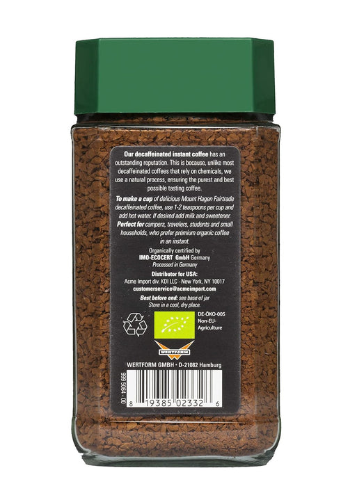 3.53oz 2 Pack [2x 3.53oz Mount Hagen Organic Freeze Dried Instant Decaf Coffee- | Eco-friendly Decaf Coffee Made From