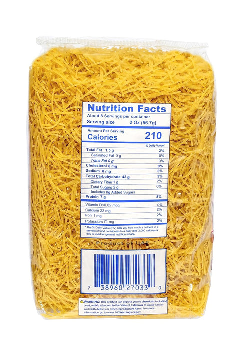 15.87oz (450g) Tazah Vermicelli Noodles - Delicious, Nutritious, Quick-Cooking, Versatile Pasta - Ideal for Soups