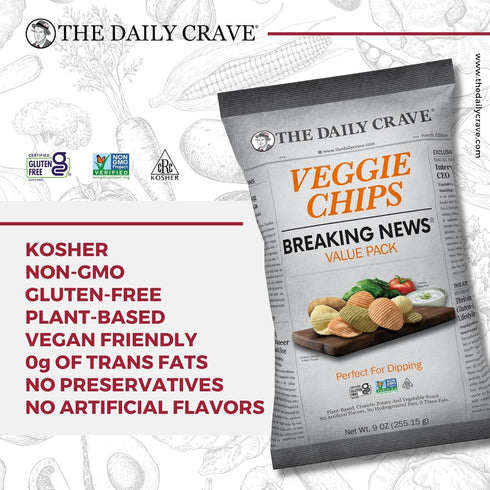 Pack, 9 Oz (Pack 6) The Daily Crave Veggie Chips Value Of Veggie Crisps, Kosher, Crunchy, Vegan