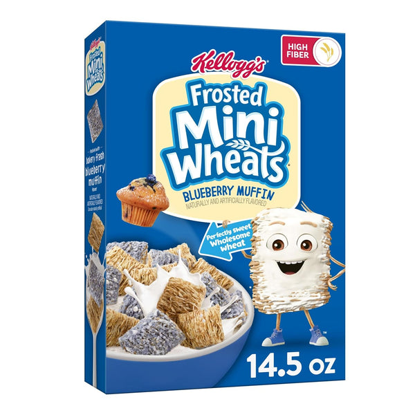 Kellogg's Frosted Mini Wheats Breakfast Cereal, Fiber Cereal, Kids Snacks, Blueberry Muffin,