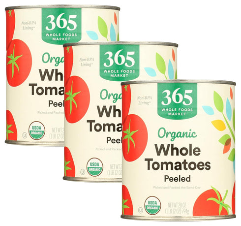 365 by Whole Foods Market, Tomatoes Whole Peeled Organic, 28 Ounce (Pack