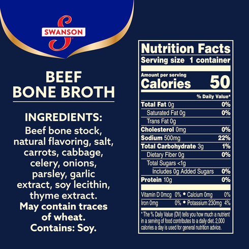 10.75 OZ (Pack 2) Swanson Sipping Bone Broth, Beef Bone Broth, Cup