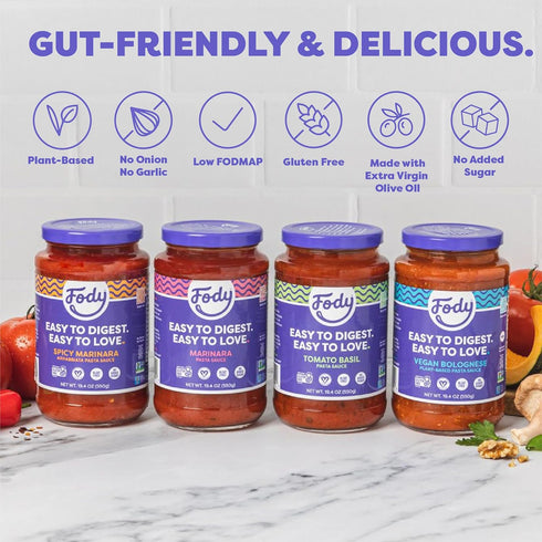 Fody Foods Tomato Basil Pasta Sauce, 19.4 Ounces, Low Fodmap Certified, Sensitive Recipe & Gut Friendly, Premium Quality Ingredients, Non-GMO, Pack of 1, Packaging May Vary