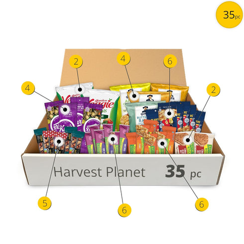 35-Count Pack 39.76 oz Harvest Planet Focus & Energy Healthy Snack Variety for Office Breakrooms, Business Meetings