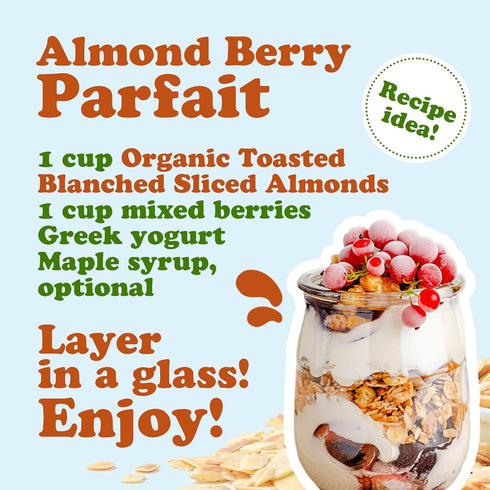 6 Food to Live - Organic Toasted Blanched Sliced Almonds, Ounces Unsalted & Dry Roasted, Premium Non-GMO Almond Nuts