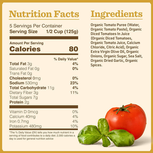 24 oz (Pack 6) Bertolli Organic Pasta Sauce with Olive Oil, Basil and Garlic, Spaghetti Tomato Sauce