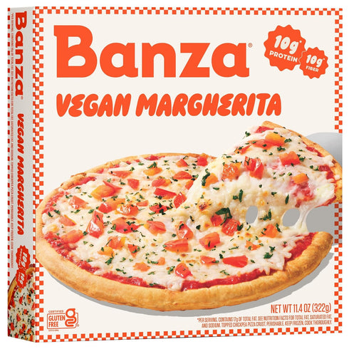 Banza Vegan Margherita Frozen Pizza from Chickpeas - High Protein, Dairy Free,