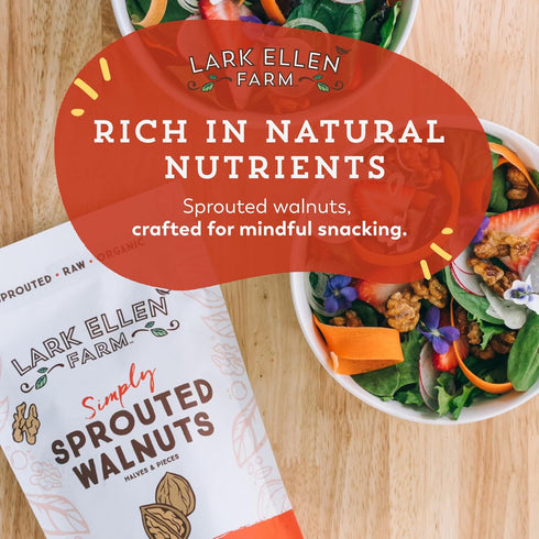 10 Oz, 3 Pack Lark Ellen Farm Organic Sprouted Walnuts Raw, Unsalted, Keto-Friendly, Healthy Vegan Snack, Gluten-Free