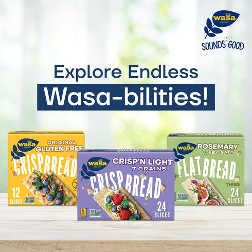 Pack (Pack 4), Wasa Crispbread Variety of Sourdough and Whole Grain, Crackers, Non-GMO Ingredients, Fat Free