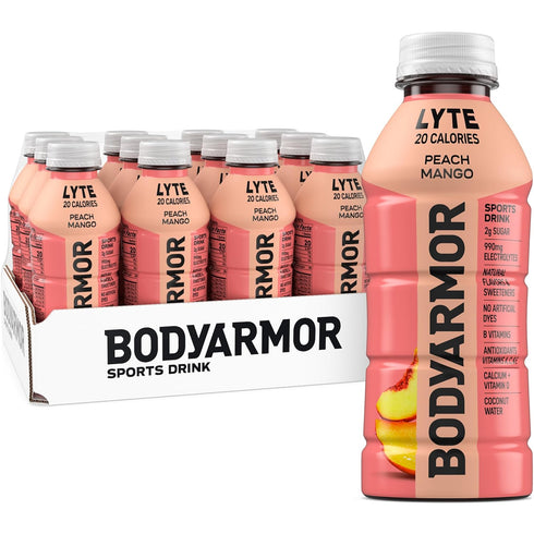 BODYARMOR LYTE Sports Drink Low-Calorie Sports Beverage, Peach Mango, Coconut Water Hydration,