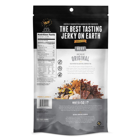 100% 14oz 10g Perky Jerky Original Grass Fed Beef Jerky, - Antibiotic Free - Protein Per Serving - Low Fat