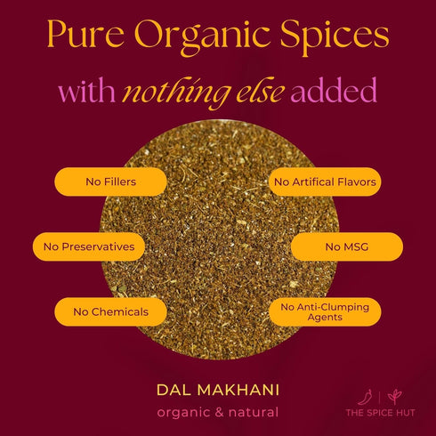 Spice Hut - Dal Makhani Lentil Seasoning Organic, Indian Lentil Desi Spice Masala for Cooking (3.5oz Glass Jar)