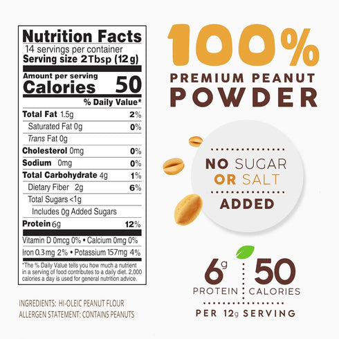 (18.0oz) Pasokin All-Natural Powdered Peanut Butter, Gluten-Free Peanut Powder, from Roasted Cold-Pressed High Oleic
