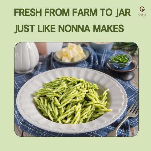 6.35 oz Imported Italian Fresh Basil Pesto Sauce - Extra Creamy - Extra Virgin Olive Oil, Cheese & Nuts - Delicious