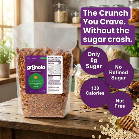 gr8nola 4.5lb HONEY OAT CRUNCH - Healthy, Low Sugar Bulk Granola Cereal - Made with Superfoods, Whole Oats, Honey