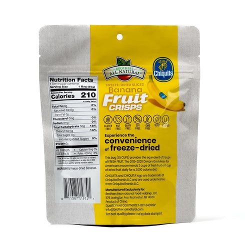 2 Oz (Pack 8), 100% Brothers All Natural Freeze Dried Fruit Crisps, Chiquita Banana, of Made with Fruit, Gluten Free