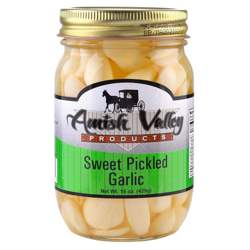 Country 15 oz 1-15oz Amish Valley Products Pickled Garlic Sweet or Hot Flavor Glass Jar (SWEET, JAR)
