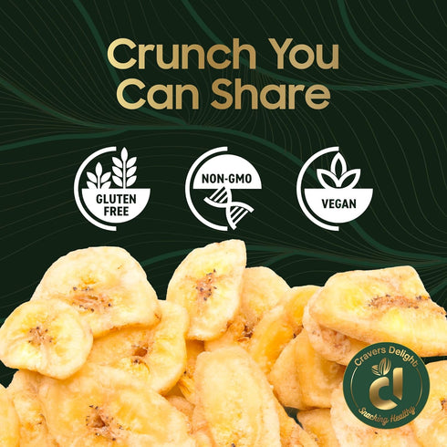 100% (2 Lb) Cravers Delight Dried Banana Chips (Sweetened) Dried Fruit Chips Made from Bananas Sweet & Crunchy Dry