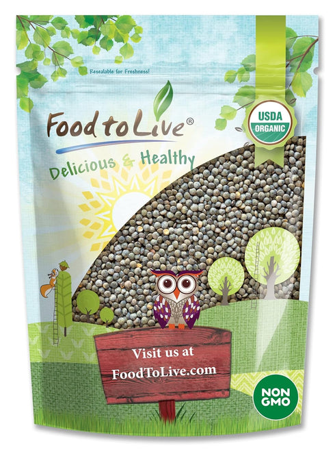 Food to Live Organic French Green Lentils, 1 Pound Non-GMO, Whole Dry