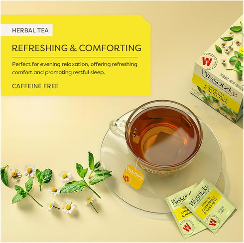 Wissotzky Chamomile Tea with Nana Mint, Herbal Tea, 20 Tea Bags, Caffeine Free