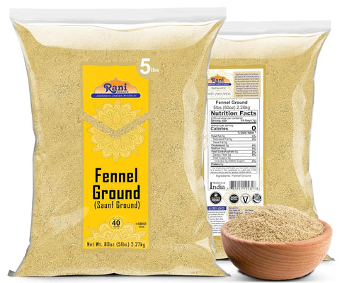 80oz (5lbs) 2.27kg Rani Fennel Ground (Saunf) Powder Spice Bulk ~ All Natural | Gluten Friendly | NON-GMO | Kosher |