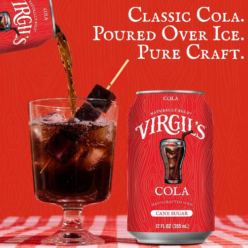 Pack 4 (12 oz Virgil's Naturally Bold Handcrafted Cola, of Cans each) - Caffeine Free Cola Soda with Pure Cane Sugar