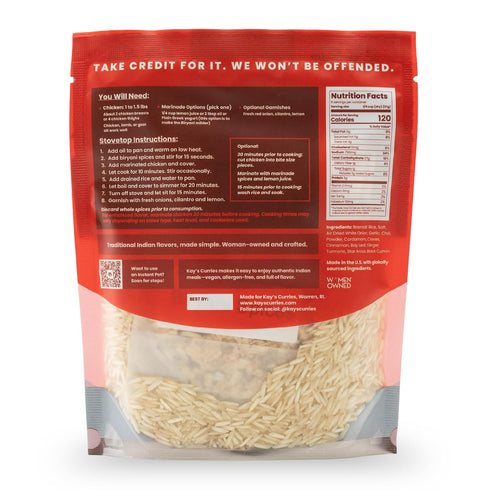 4-6 Kays Curries Chicken Biryani Meal Kit with Premium Basmati Rice and Authentic Indian Spice Blend, Gluten-Free