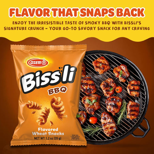 Packaged 1.23oz (Pack 12) Osem Bissli Crunchy BBQ Wheat Snack - Kosher, No Artificial Colors or Preservatives