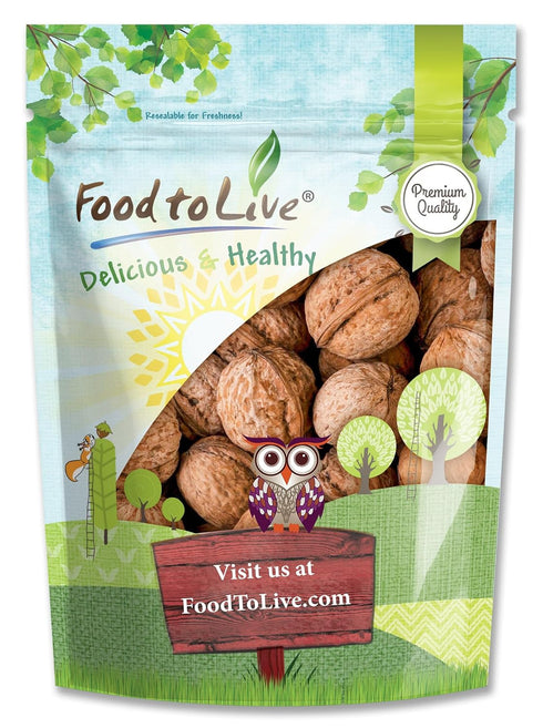 Food to Live Jumbo Walnuts in Shell, 10 Ounces California Chandler Variety.
