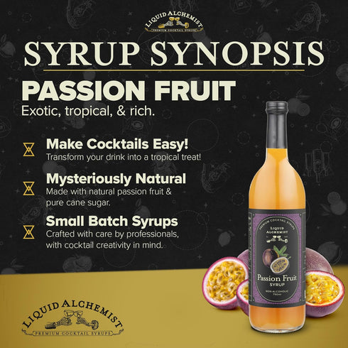 25.4 Oz, Pack 1 Liquid Alchemist Passion Fruit Syrup for Cocktails - Real Ingredients Make our Passion Fruit Syrup