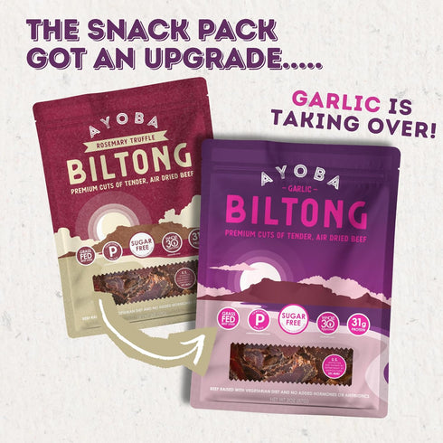 Pack (2 Pack 3) Ayoba Grass Fed Beef Biltong Slices, Variety Ounce, of - Authentic South African Protein Snacks