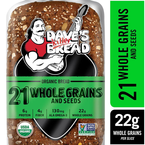 21 27 oz Dave's Killer Bread Whole Grains and Seeds, Whole Grain Organic Bread, Loaf