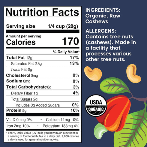 2 (32 Wilderness Poets Cashews - Organic Raw Cashew Nuts, Pound Ounce)
