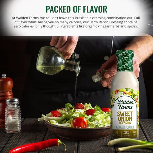 2-Pack, 12 oz Walden Farms Sweet Onion Dressing - Low Carb, Calorie-Free, Gluten-Free, Keto-Friendly, Sugar-Free