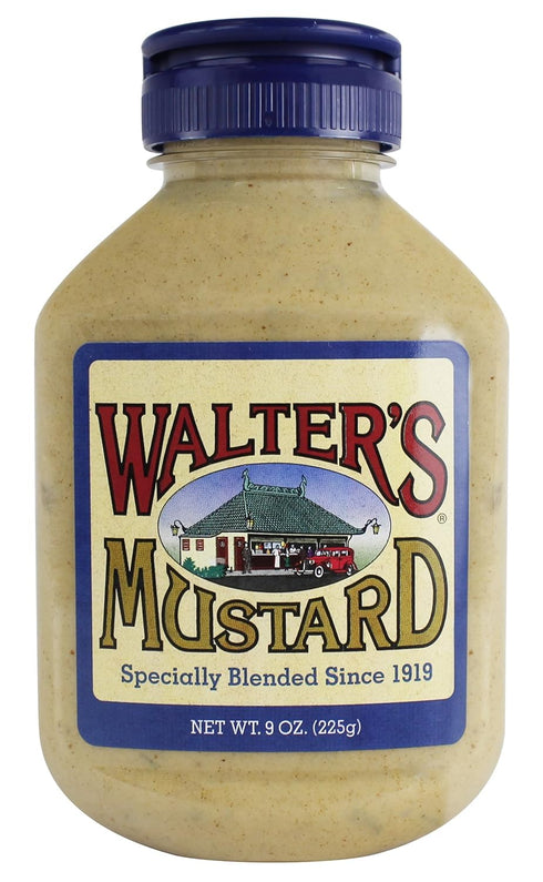 Walter's Mustard , 9 oz - World Famous, Specially Blended Since 1919, All Natural,