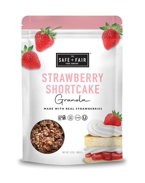 Safe + Fair Strawberry Shortcake Granola Gluten-Free, Dairy-Free & Vegan Snack Allergen-Free,