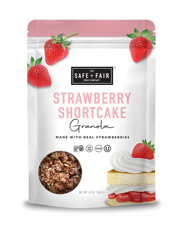 Safe + Fair Strawberry Shortcake Granola Gluten-Free, Dairy-Free & Vegan Snack Allergen-Free,