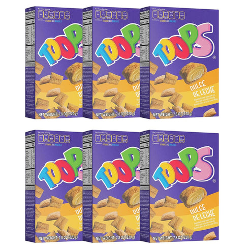 7.8 oz (6 Pack) TOOPS Dulce de Leche Caramel-Filled Cereal Family Snacks Crunchy Snack Cups with Vitamins & Minerals