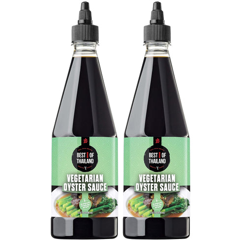 Best Of Thailand Vegetarian Oyster Sauce - Improved NO MSG, Authentic Vegan Sauces for Dressings & Cooking, 2 Pack