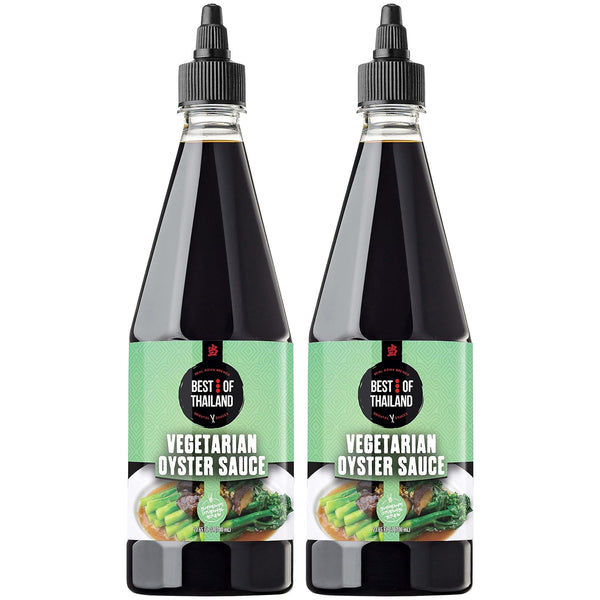 Best Of Thailand Vegetarian Oyster Sauce - Improved NO MSG, Authentic Vegan Sauces for Dressings & Cooking, 2 Pack