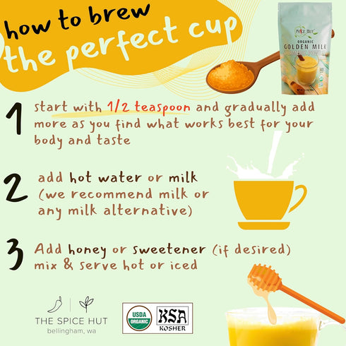 3.5 oz, Organic Golden Milk Turmeric Powder with Ginger - All Natural, No Added Sugar, Great for Golden Milk Lattes