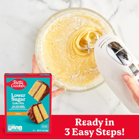 14 oz Betty Crocker Lower Sugar Yellow Cake Mix, No Artificial Sweeteners
