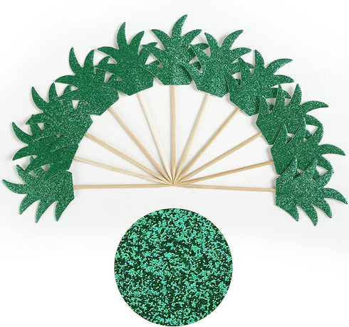 48PCS Pineapple Cupcake Donut Cake Toppers, Cute Picks for Summer Tropical Hawaiian Party Cake Decorations